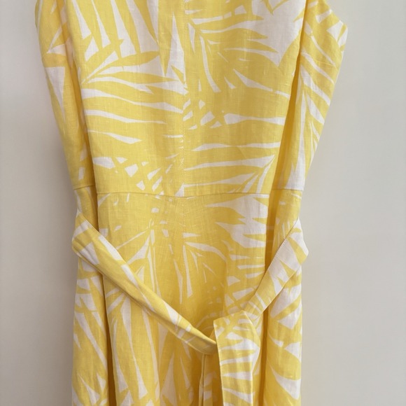 Hobbs London Floral Summer Linen Tea Dress Women's US Sz 6 Belted Yellow White - Picture 3 of 16